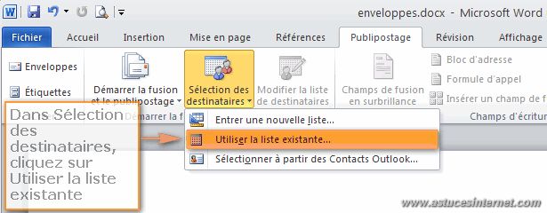 Publipostage Word 2010