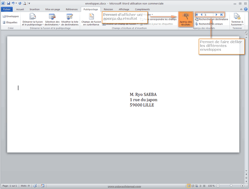 Publipostage Word 2010