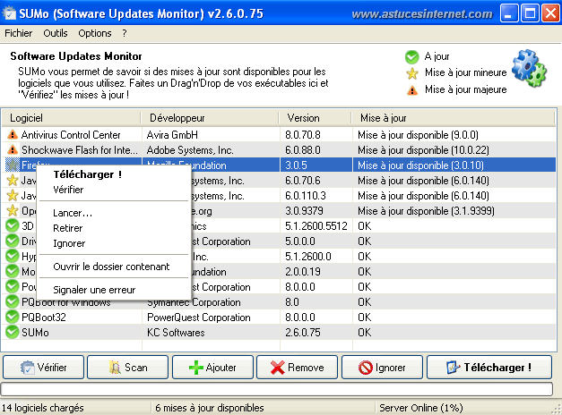 Utilisation du logiciel