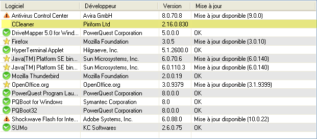 Utilisation du logiciel