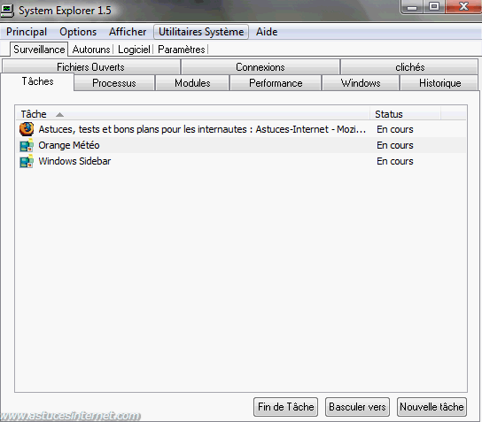 Interface du logiciel