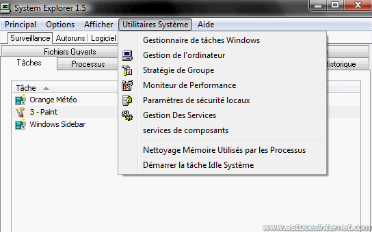 System Explorer : Menu