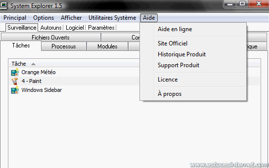 System Explorer : Menu