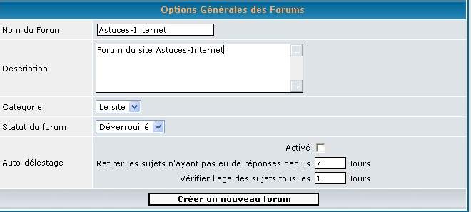 Options générale
