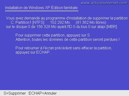Suppression d'une partition