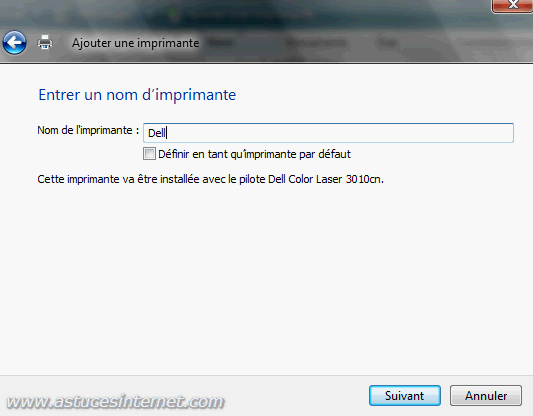 Donner un nom à l'imprimante