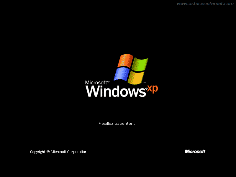 Installation de Windows XP : redémarrage de la machine